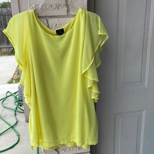 The brand is Worthington, bought it at J.C PENNEY. It is size XL, color yellow